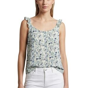 Market & Spruce Flutter Sleeve Top Blue Floral Scoop Neck Women 2X NWT